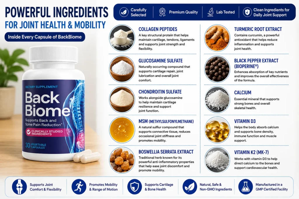 BackBiome Ingredients List