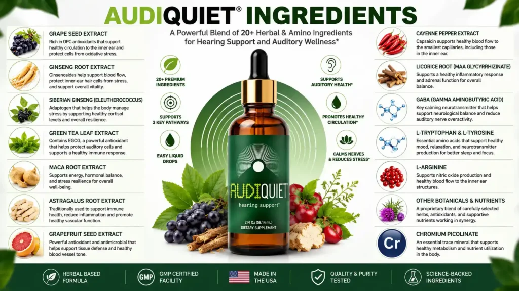 AudiQuiet Ingredients List