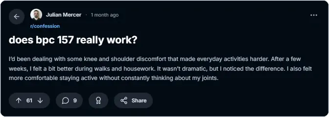 BPC 157 Reddit reviews