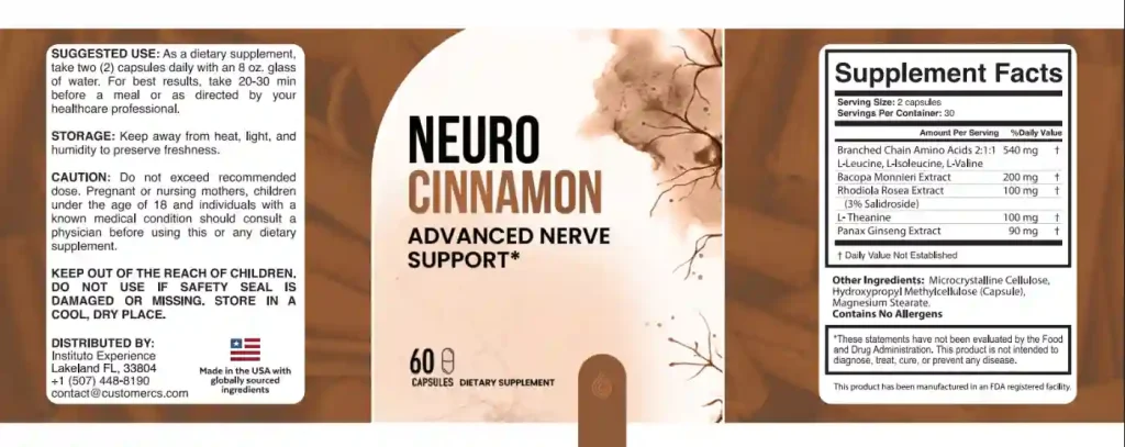 Neuro Cinnamon Ingredients List