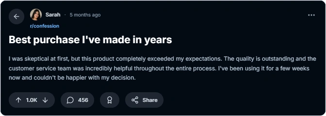 Reddit reviews