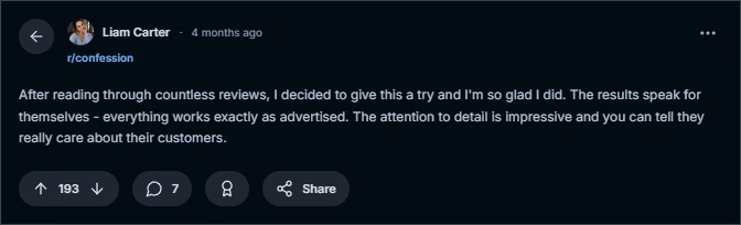 Reddit reviews
