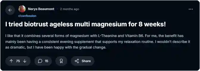 BioTrust Ageless Multi Magnesium Reddit Reviews