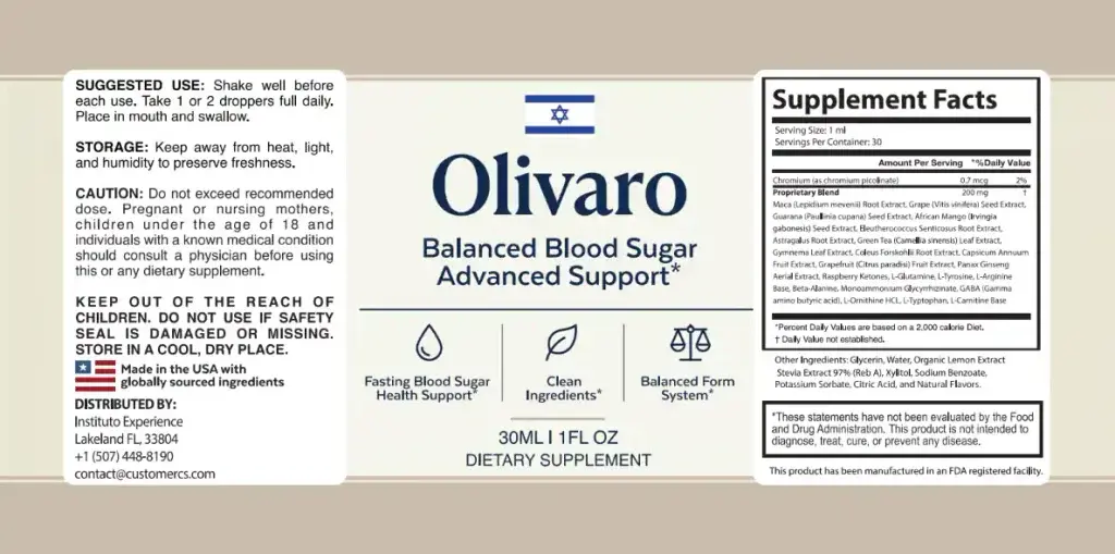 Olivaro Ingredients List