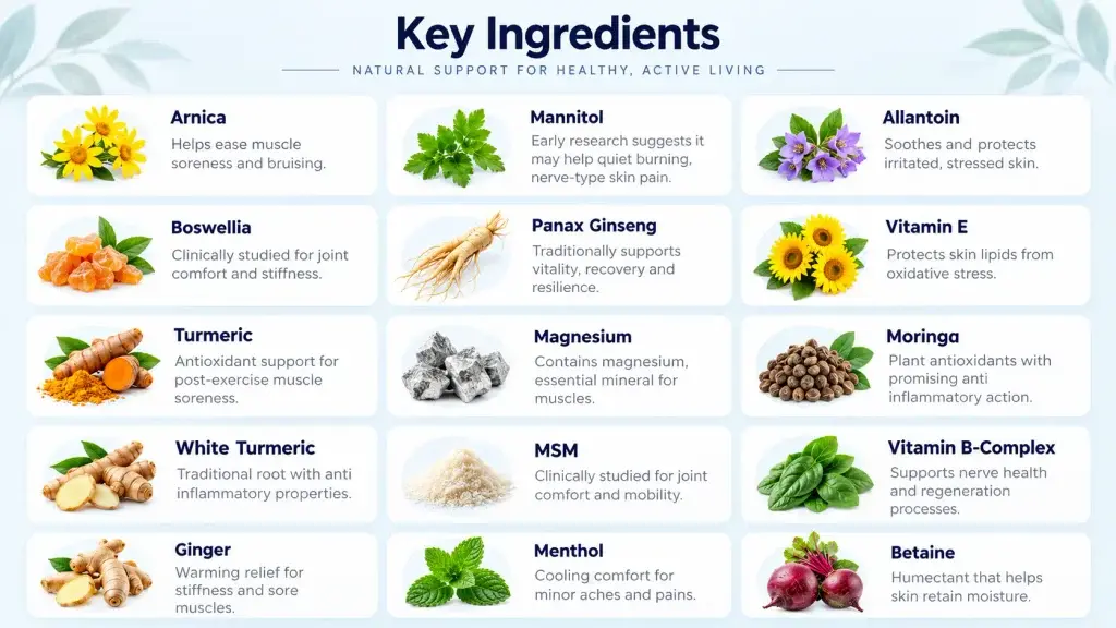 Kinzeno Gel Roller Ingredients and Scientific Support